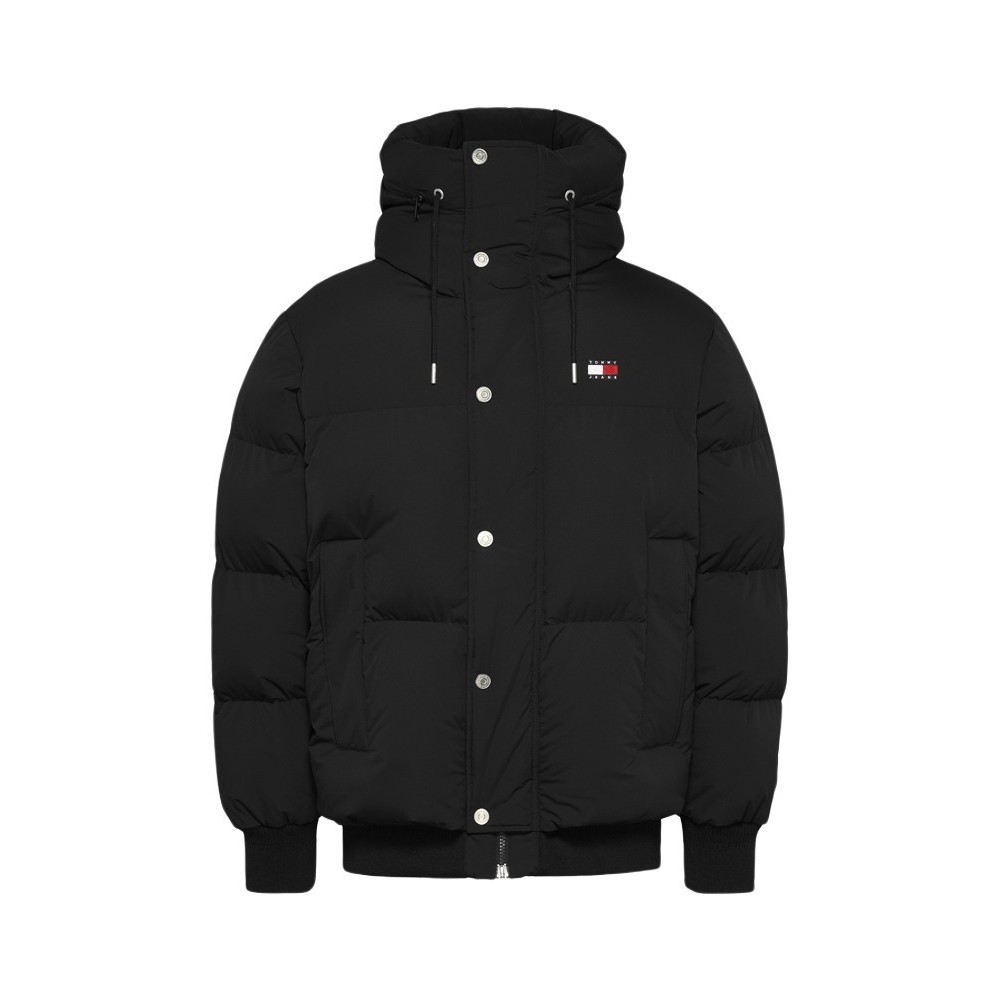 Black branded puffer jacket shop